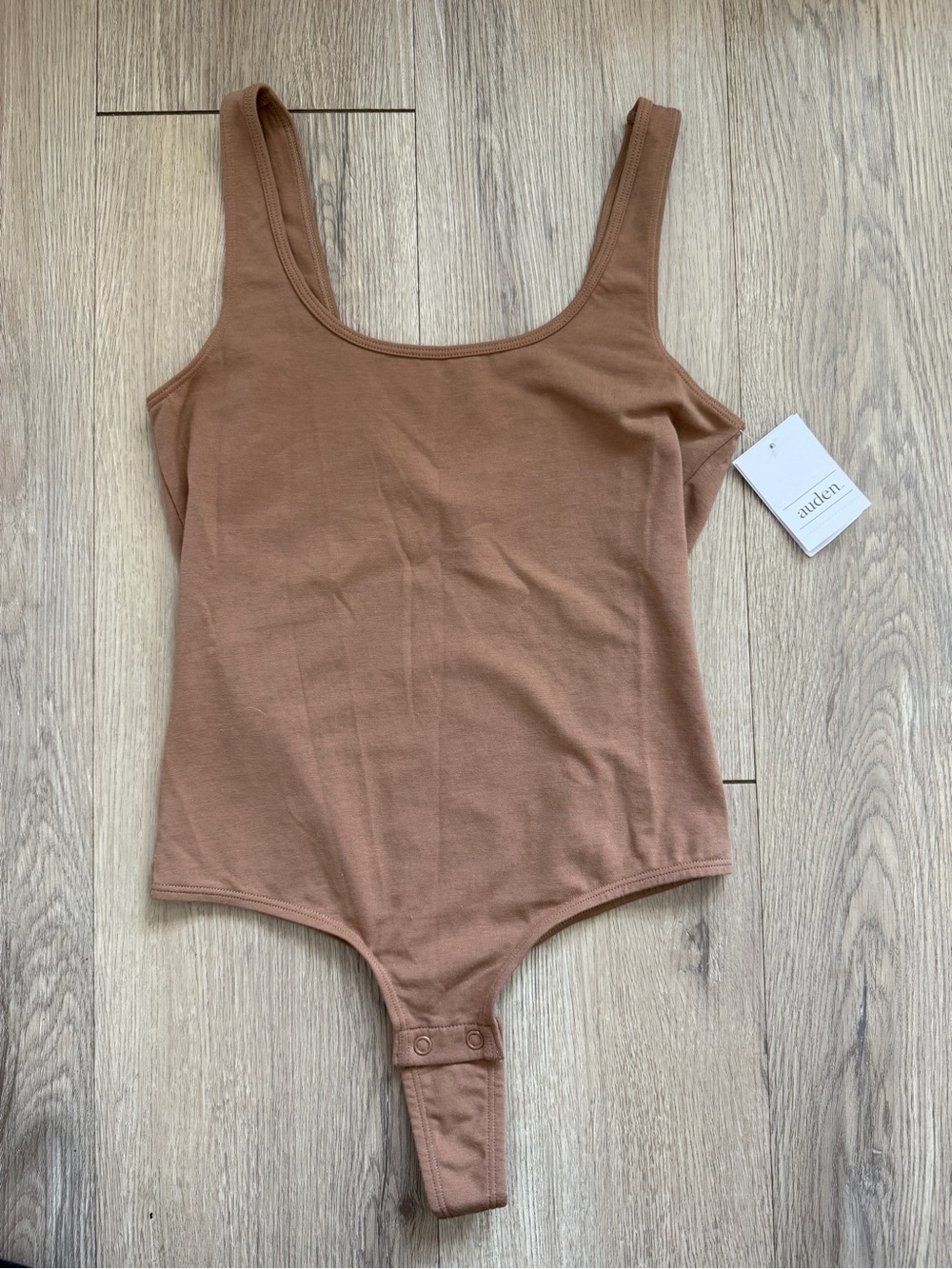Auden NWT Scoop Neck Tank Top Camel Brown Body Suit Size X-Small
